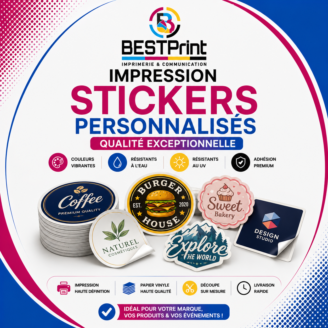 Impression Stickers Personnalisés - Qualité Exceptionnelle Impression Stickers Personnalisés - Qualité Exceptionnelle
