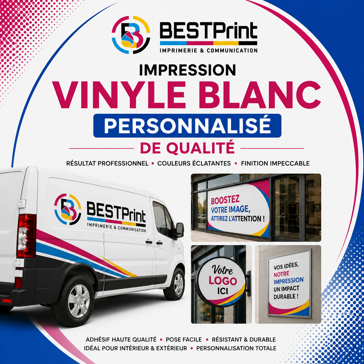 Impression Vinyle Blanc Personnalisé de Qualité Impression Vinyle Blanc Personnalisé de Qualité