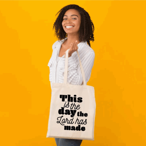 Tote Bag Noir Tissu Canvas avec motif