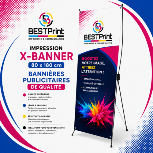 Impression X-Banner 80*180 cm Bannières Publicitaires de Qualité