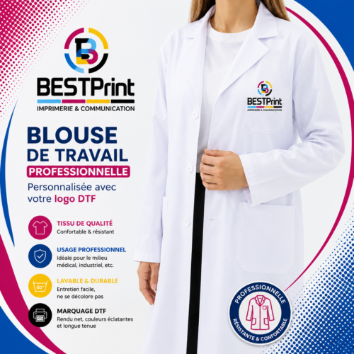 Blouse de travail avec votre logo DTF
