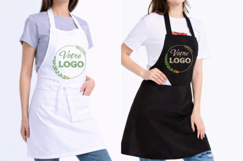 Tablier de Cuisine long unisexe Professionnel en Polyester avec Poches avec votre logo