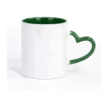Mug Blanc Poignée cœur Personnalisé - Intérieur et Poignée vert