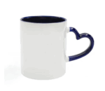 Mug Blanc Poignée cœur Personnalisé - Intérieur et Poignée blue marine