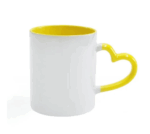Mug Blanc Poignée cœur Personnalisé - Intérieur et Poignée jaune
