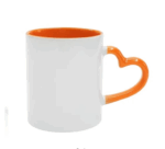 Mug Blanc Poignée cœur Personnalisé - Intérieur et Poignée Orange