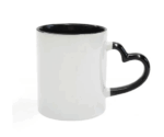 Mug Blanc Poignée cœur Personnalisé - Intérieur et Poignée Noir
