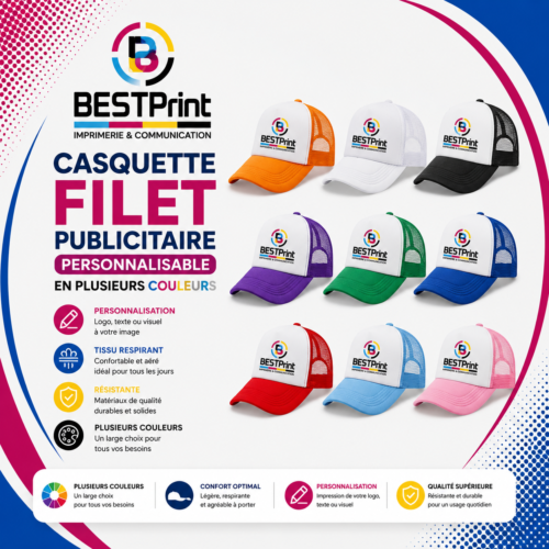 Casquette Filet Publicitaire Personnalisable en plusieurs couleurs