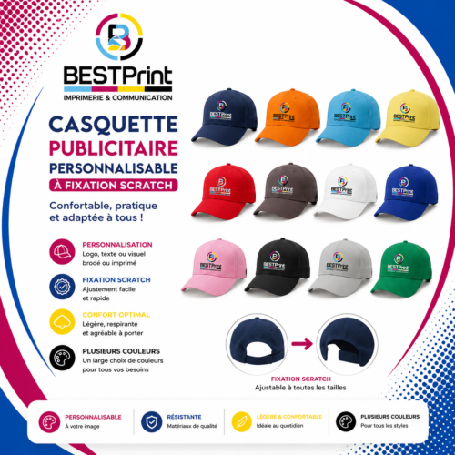 Casquette Publicitaire Personnalisable à Fixation Scratch