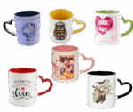 Mug Blanc Poignée cœur Personnalisé - Intérieur et Poignée | Disponible en plusieurs couleurs