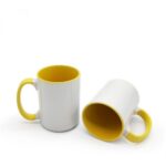 Mug Blanc Personnalisé - Intérieur et Poignée | jaune