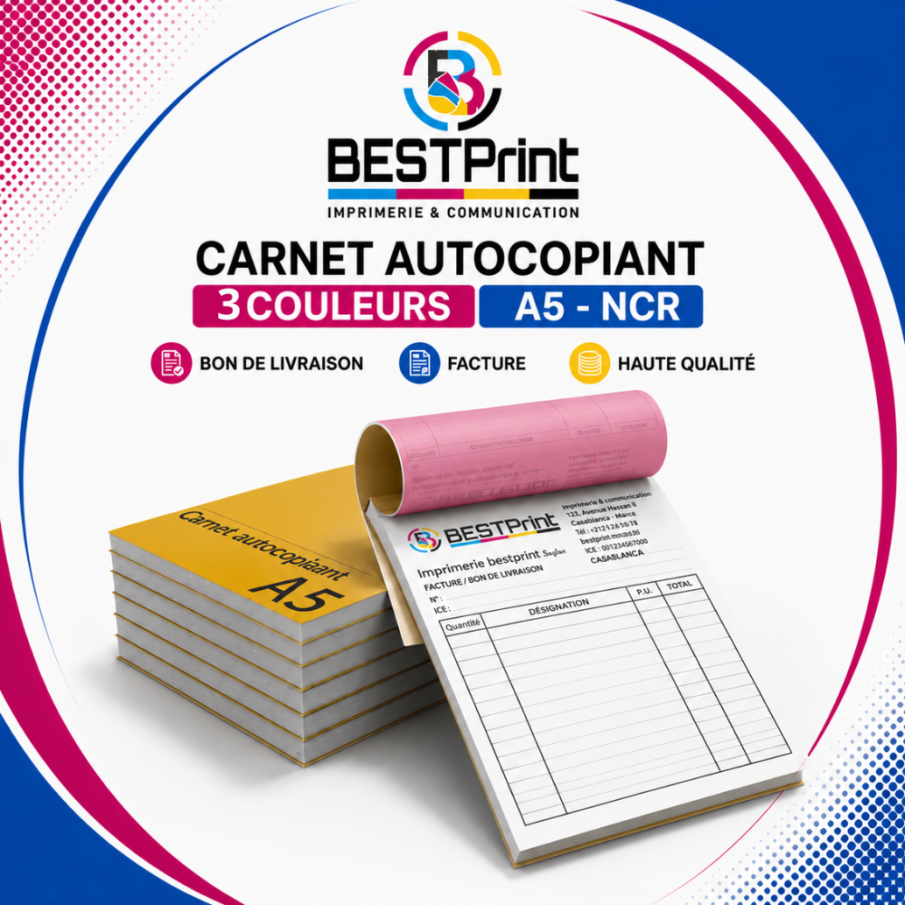 carnet autocopiant 3 couleurs A5 NCR bon livraison facture carnet autocopiant 3 couleurs A5 NCR bon livraison facture