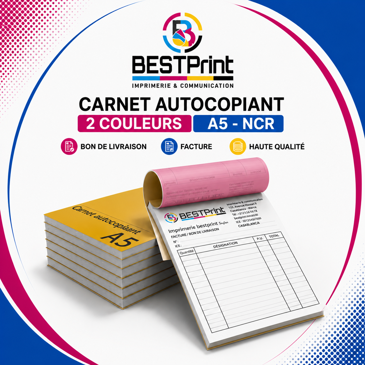 carnet autocopiant 2 couleurs A5 NCR bon livraison facture carnet autocopiant 2 couleurs A5 NCR bon livraison facture