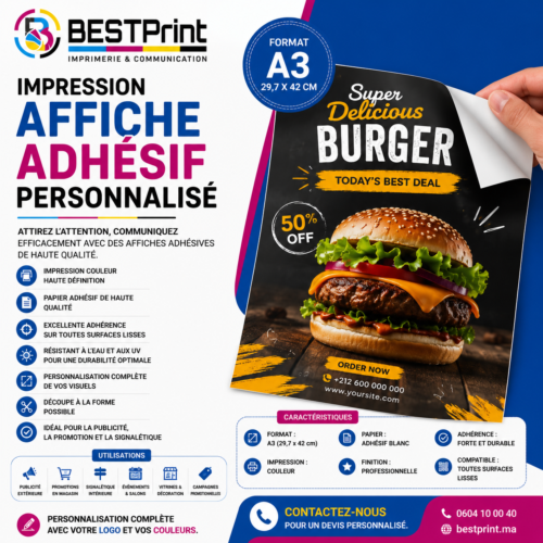 Impression Affiche Adhésive Personnalisée – Format A3