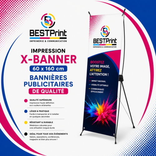 Impression X-Banner 60*160 cm Bannières Publicitaires de Qualité
